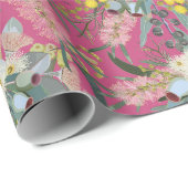 Papier Cadeau Le rose des fleurs des Bush autochtones (Coin rond)