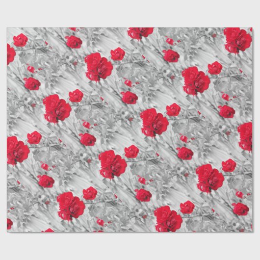 Papier Cadeau le rosier noir et blanc rouge fleurit l'amour (Plat)