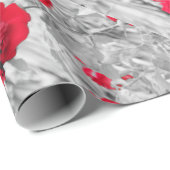 Papier Cadeau le rosier noir et blanc rouge fleurit l'amour (Coin rond)