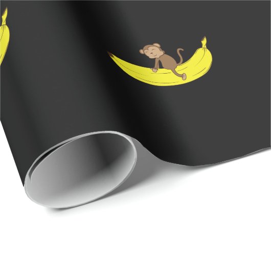 Papier Cadeau Le singe monte sur la banane (Coin rond)