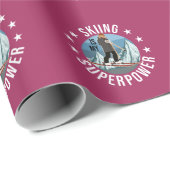 Papier Cadeau Le Ski Est Ma Superpuissance (Coin rond)