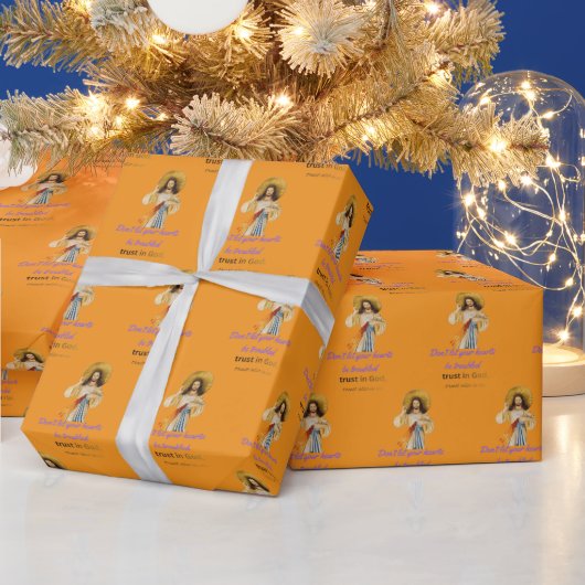Papier Cadeau Le slogan de Jésus orange (Vacances)