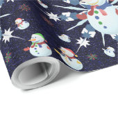 Papier Cadeau Le Snowman de Glittery (Coin rond)