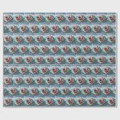 Papier Cadeau Le surf du Père Noël (Plat)