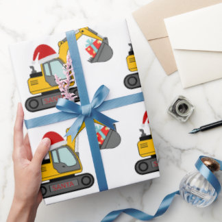 Papier Cadeau Le T-Shirt de Noël de l'excavatrice du Père Noël p