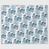 Papier Cadeau Le Trio d'hiver bleu Noël avec mes nanas (Plat)