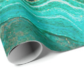 Papier Cadeau Le vert et l'or ondule d'agate arrière - plan. Or (Coin rond)