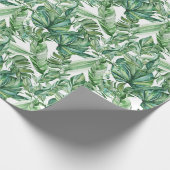 Papier Cadeau Le vert tropical laisse l'aquarelle (Coin)