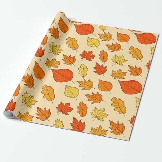 Papier Cadeau Leaf Concept Pattern. Leaf Fall and Autumn Symbol, (Déroulé)