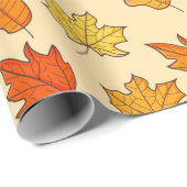 Papier Cadeau Leaf Concept Pattern. Leaf Fall and Autumn Symbol, (Coin rond)