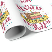 Papier Cadeau Leap Year 2024 C'est enfin mon anniversaire (Coin rond)