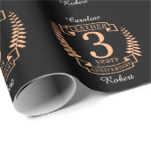 Papier Cadeau Leather 3 ans mariage anniversaire (Coin rond)