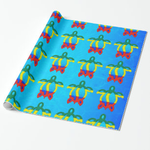 Papier Cadeau L'eau bleue Rasta Honu