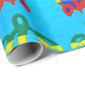 Papier Cadeau L'eau bleue Rasta Honu (Coin rond)
