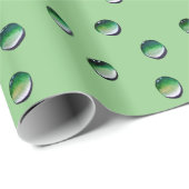 Papier Cadeau L'eau verte goutte de l'eau (Coin rond)