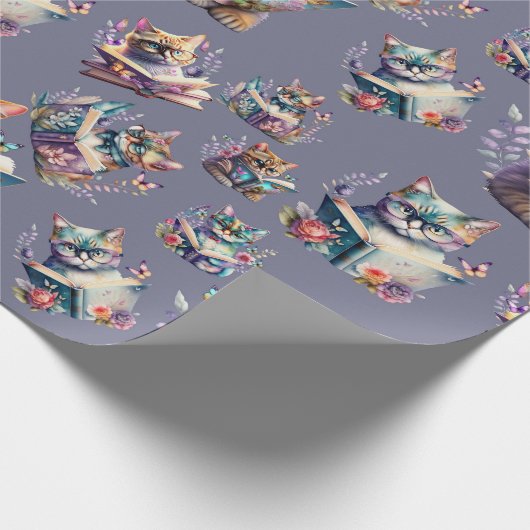 Papier Cadeau Lecture tendance Chats Enveloppement Papier (Coin)