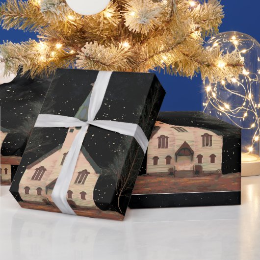Papier Cadeau L'Église En Nuit (Vacances)