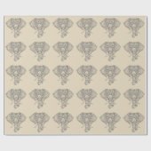 Papier Cadeau L'éléphant tribal Art animal africain (Plat)