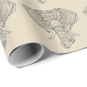 Papier Cadeau L'éléphant tribal Art animal africain (Coin rond)