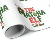 Papier Cadeau L'Elfe Matcha Boisson de Noël drôle au Matcha (Coin rond)