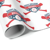 Papier Cadeau L'emblème de base-ball personnalisent votre (Coin rond)