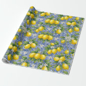 Papier Cadeau Lemon Blue French Country Watercolor Tile (Déroulé)