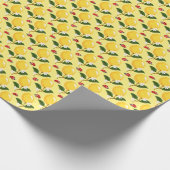 Papier Cadeau Lemon Ladybug : Motif jaune tropical. (Coin)