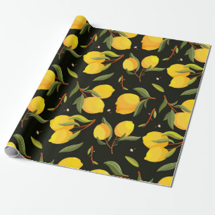 Papier Cadeau Lemon seamless pattern. Handpainted lemon illustra