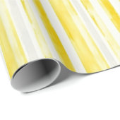 Papier Cadeau Lemon Yellow White Stripes Birthday (Coin rond)