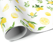 Papier Cadeau Lemons and Foliage Pattern (Coin rond)