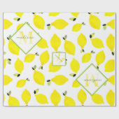 Papier Cadeau Lemons Ombre Monogramme en vert jaune clair (Plat)