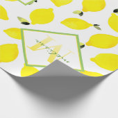 Papier Cadeau Lemons Ombre Monogramme en vert jaune clair (Coin)