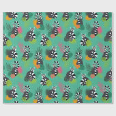 Papier Cadeau Lémurs tropicaux - Aquamarine (Plat)