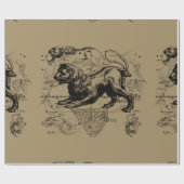 Papier Cadeau Leo Constellation Map Hevelius 1690 sur Taupe (Plat)