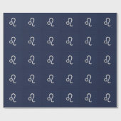 Papier Cadeau Léo Zodiac Sign on Navy Blue Carbon Fiber Print (Plat)