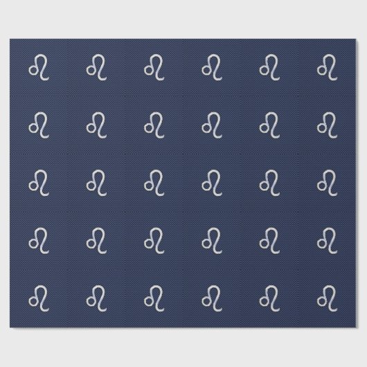 Papier Cadeau Léo Zodiac Sign on Navy Blue Carbon Fiber Print (Plat)