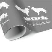 Papier Cadeau Leonberger Silhouettes Couple avec texte (Coin rond)