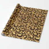 Papier Cadeau Leopard Animal Blanc Or Black Miel Africain Lux (Déroulé)