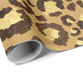 Papier Cadeau Leopard Animal Blanc Or Black Miel Africain Lux (Coin rond)