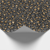 Papier Cadeau Léopard animal blanc or noir gris noir lux africai (Coin)