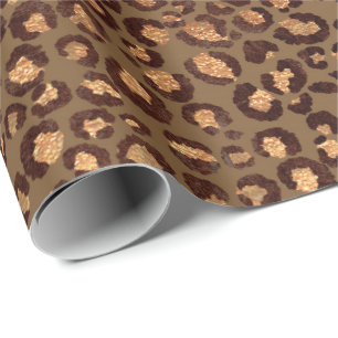 Papier Cadeau Leopard Animal Bronze Or Black Miel Africain Lux