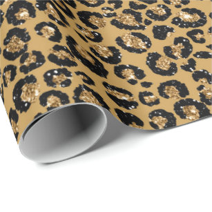 Papier Cadeau Leopard Animal Sepia Gold Black Honey Africain Lux