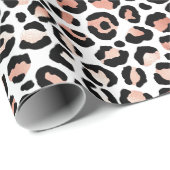 Papier Cadeau Léopard blanc rose (Coin rond)