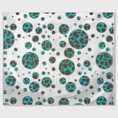 Papier Cadeau Léopard Brown et Turquoise (Plat)