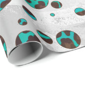 Papier Cadeau Léopard Brown et Turquoise (Coin rond)