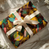 Papier Cadeau Leopard Cats Tropical Abstrait Jungle Motif