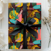 Papier Cadeau Leopard Cats Tropical Abstrait Jungle Motif