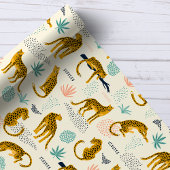 Papier Cadeau Leopard Cats Tropical African Jungle Motif