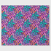 Papier Cadeau Léopard clair, aqua violet rose (Plat)