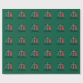 Papier Cadeau Léopard croix arbres de Noël chrétiens (Plat)